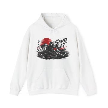 Hoodie — "Send It" Go-Kart Racing Hoodie with Red Sun Graphic