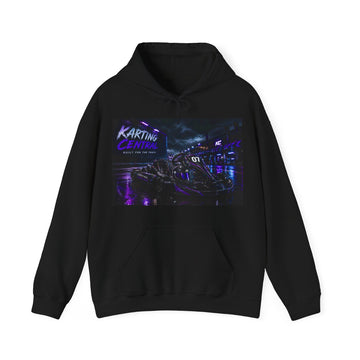 Karting Center Neon Racing Hoodie — Retro Vaporwave Go-Kart Design