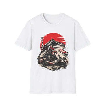 Kart Racing Unisex T-Shirt — Vintage Japanese Racer Design (Sun & Mount Fuji)