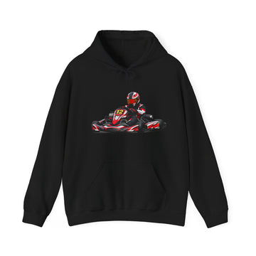 Go-Kart Racing Hoodie — Red Kart Driver Graphic Sweatshirt