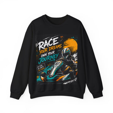 Racer Graphic Unisex Crewneck Sweatshirt — "Race Your Dreams, Own Your Journey"