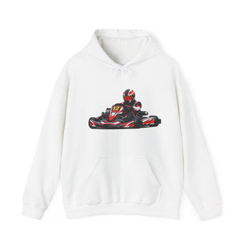 Go-Kart Racing Hoodie — Red Kart Driver Graphic Sweatshirt