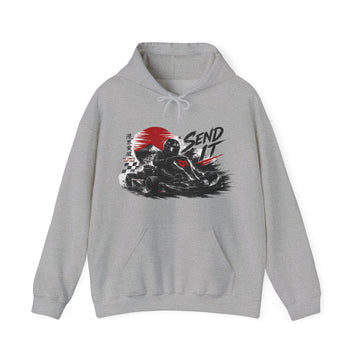 Hoodie — "Send It" Go-Kart Racing Hoodie with Red Sun Graphic