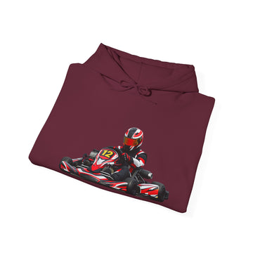 Go-Kart Racing Hoodie — Red Kart Driver Graphic Sweatshirt