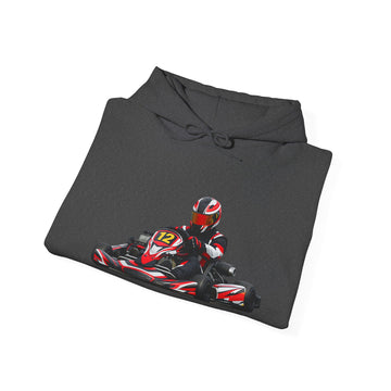 Go-Kart Racing Hoodie — Red Kart Driver Graphic Sweatshirt