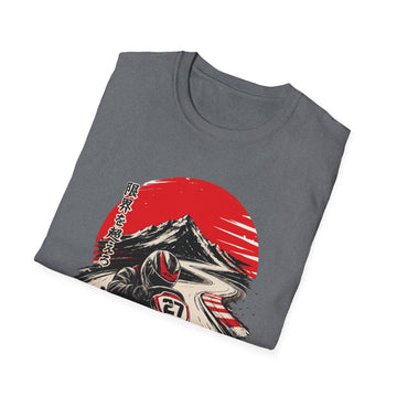 Kart Racing Unisex T-Shirt — Vintage Japanese Racer Design (Sun & Mount Fuji)