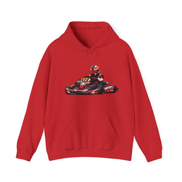 Go-Kart Racing Hoodie — Red Kart Driver Graphic Sweatshirt
