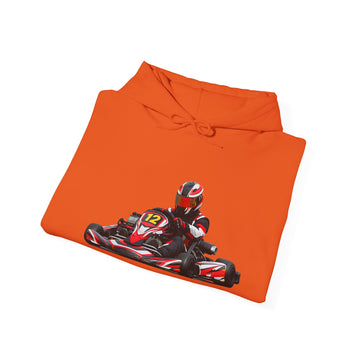 Go-Kart Racing Hoodie — Red Kart Driver Graphic Sweatshirt