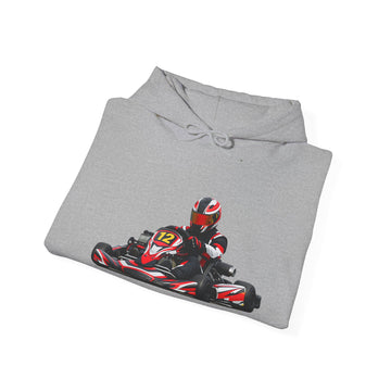 Go-Kart Racing Hoodie — Red Kart Driver Graphic Sweatshirt