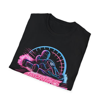 Racing Retro Unisex T-Shirt — “Corners Are Opportunities, Not Obstacles” Neon Racer Tee