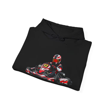 Go-Kart Racing Hoodie — Red Kart Driver Graphic Sweatshirt