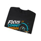 Racing Crewneck Unisex Sweatshirt — "Focus Commit Conquer" Karting Graphic
