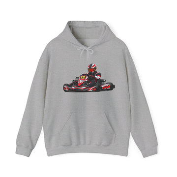 Go-Kart Racing Hoodie — Red Kart Driver Graphic Sweatshirt