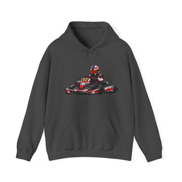 Go-Kart Racing Hoodie — Red Kart Driver Graphic Sweatshirt