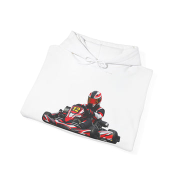Go-Kart Racing Hoodie — Red Kart Driver Graphic Sweatshirt
