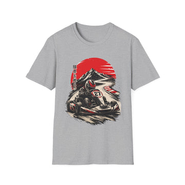 Kart Racing Unisex T-Shirt — Vintage Japanese Racer Design (Sun & Mount Fuji)