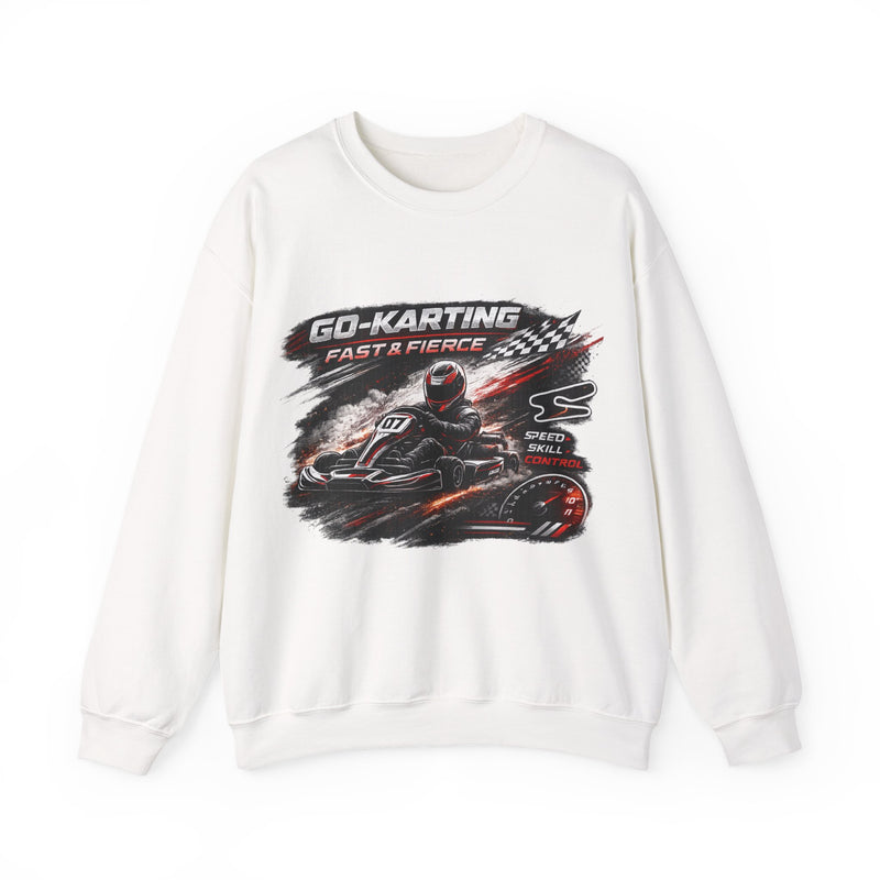 Go-Karting Unisex Crewneck Sweatshirt — Fast & Fierce Racing Graphic
