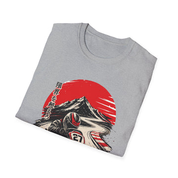 Kart Racing Unisex T-Shirt — Vintage Japanese Racer Design (Sun & Mount Fuji)