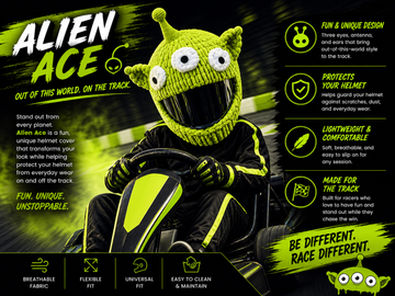 3-Eye Alien Helmet Cover – Cute Karting Helmet Cover