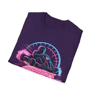 Racing Retro Unisex T-Shirt — “Corners Are Opportunities, Not Obstacles” Neon Racer Tee