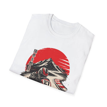 Kart Racing Unisex T-Shirt — Vintage Japanese Racer Design (Sun & Mount Fuji)