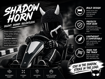 Shadow Horn Helmet Cover – Black Horned Karting Helmet Cover