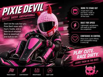 Pixie Devil Helmet Cover – Cute Horned Karting Helmet Cover
